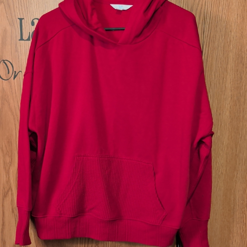 Time and Tru Red Hooded Pullover Sweatshirt